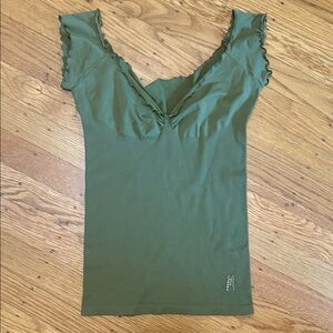 Marciano Guess 2000's Olive Green Seamless Off the Shoulder Top